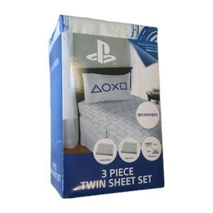 NEW PlayStation Gamer Microfiber 3pc Twin Bed Sheet Set ~ Fitted/Flat/Pillowcase